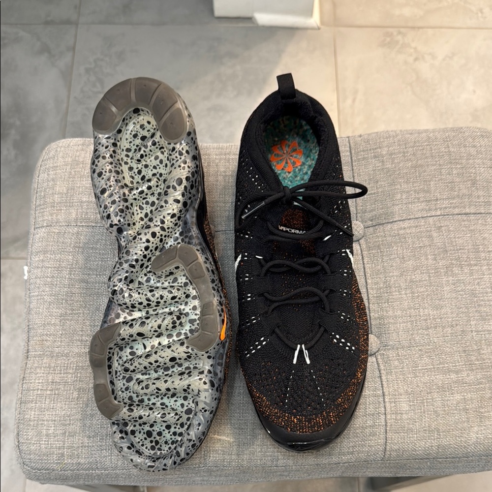 Nike Black and Orange Air VaporMax Flyknit Sneakers - Picture 3 of 5